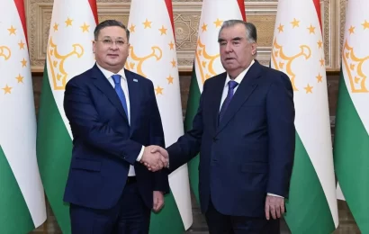 Встреча Главы государства Эмомали Рахмона с  Министром иностранных дел Республики Казахстан Муратом Нуртлеу