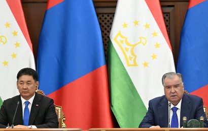 Пресс-конференция по итогам переговоров на высшем уровне между Таджикистаном и Монголией