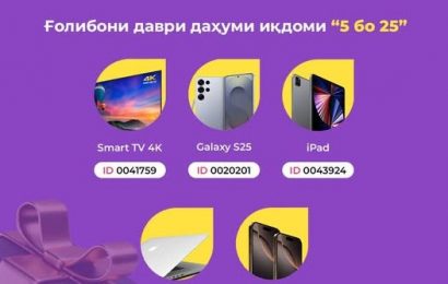 Tcell: Бурди туҳфаҳо бо иқдоми «5 бо 25»