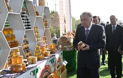 Президент Таджикистана посетил выставку сельхозпродукции, народных ремёсел и национальных блюд в Вахдате Президент Таджикистана посетил выставку сельхозпродукции, народных ремёсел и национальных блюд в Вахдате